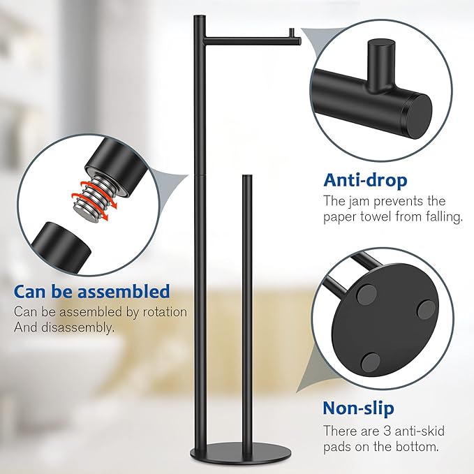 Toilet Paper Holder Stand, Bathroom Toilet Paper Roll Holder Stand - Image 3