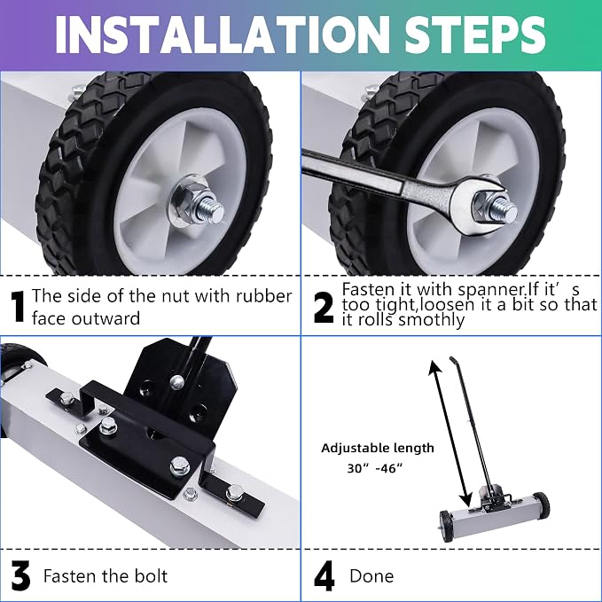 Rolling Magnetic Sweeper with Wheels, Telescoping Magnetic Pickup Tool - Image 8