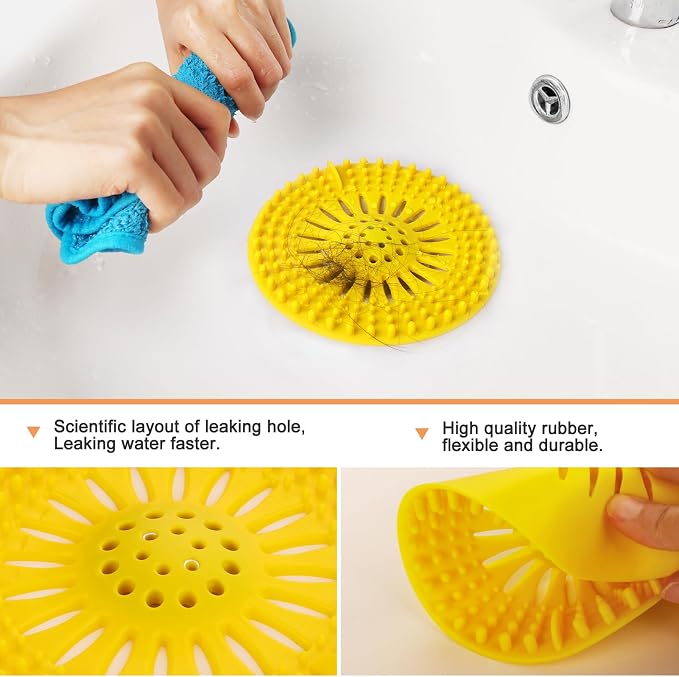 Drain Hair Catcher Durable Silicone Hair Stopper Shower Drain Covers - Image 6