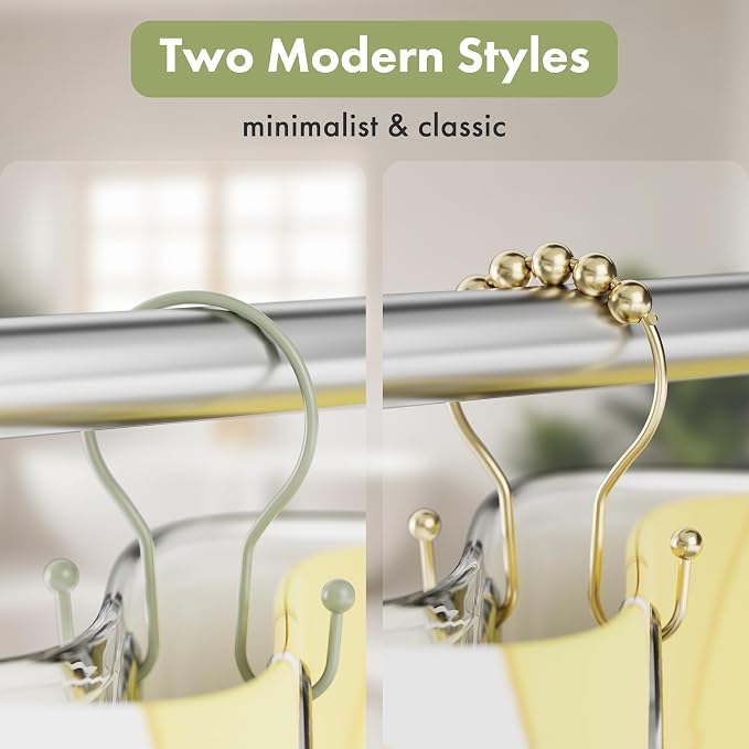 AmazerBath Shower Curtain Hooks Sage Green Shower Curtain Rings, Simple Double - Image 4