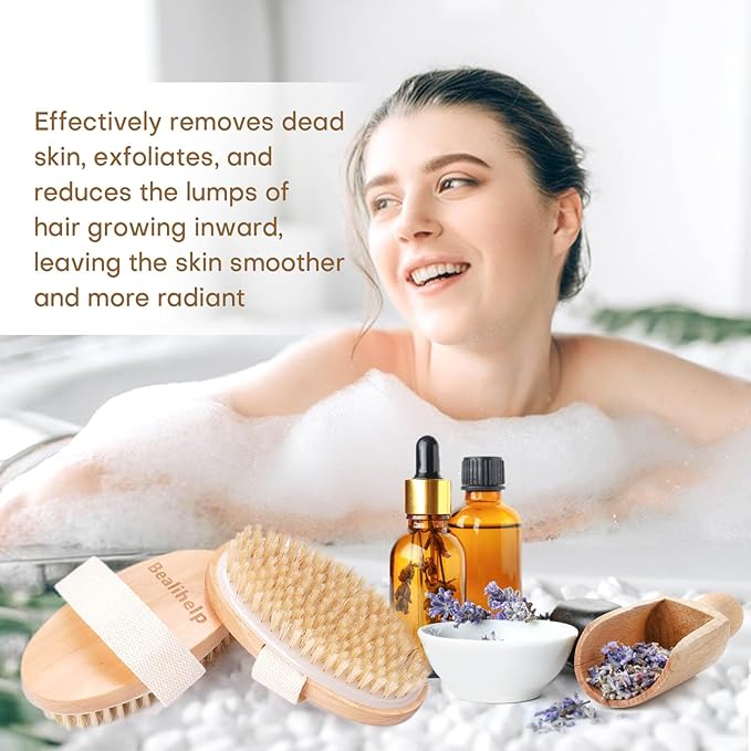 2 Pack Dry Brushing Body Brush, Natural Bristle Exfoliating Brush - Image 7