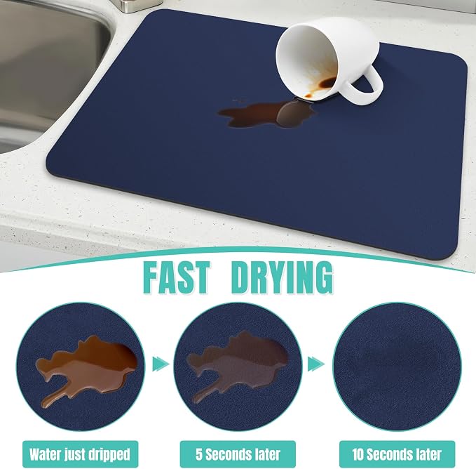 WISELIFE Coffee Mat Super Absorbent Dish Drying Mat Coffee Bar Accessories - Image 3
