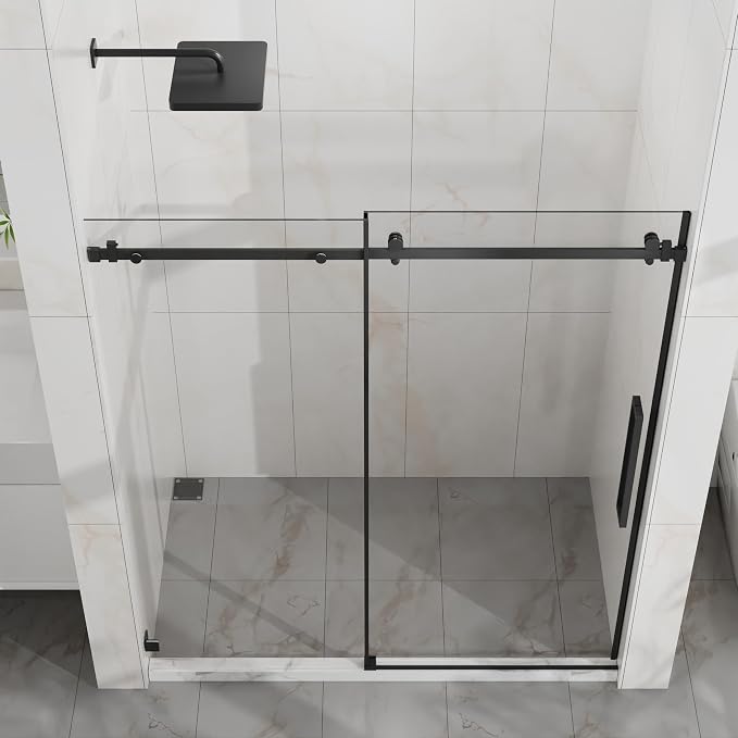 Frameless Shower Door 60" W x 72" H, 1/4" Clear Tempered Glass, Sliding Design - Image 2