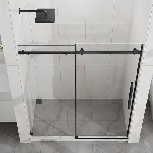 Frameless Shower Door 60" W x 72" H, 1/4" Clear Tempered Glass, Sliding Design - Image 2
