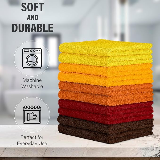 DecorRack 10 Pack 100% Cotton Wash Cloth, Luxurious Soft, 12 x 12 inch Ultra - Image 2