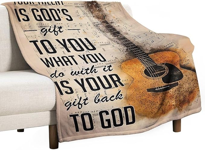 Guitar Music Blanket Gifts for Girls Women Men - Soft Warm Cozy Fleece Throw for Kids Adults - Couch Sofa Bed 40"x50"