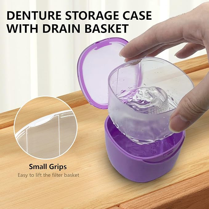 Purple Denture Cup Denture Bath Box Case - Image 6