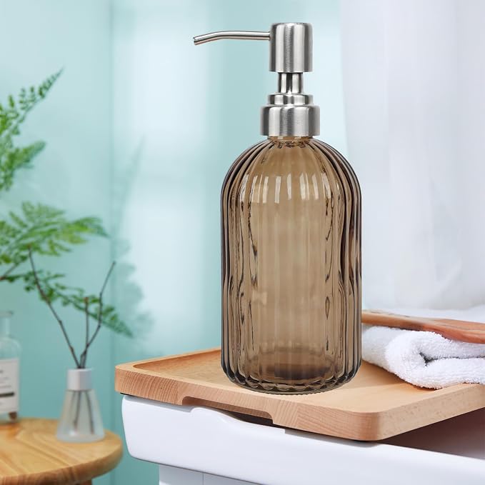 14Oz Brown Soap Dispenser Bathroom, Refillable Dish Soap Dispenser - Image 4