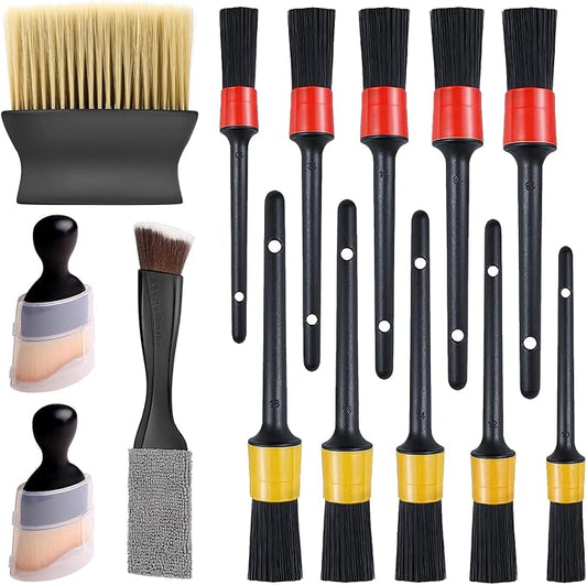 14Pcs Car Interior & Exterior Dusting Brush Set Contains Soft Cleaning Brushes by Yauhar