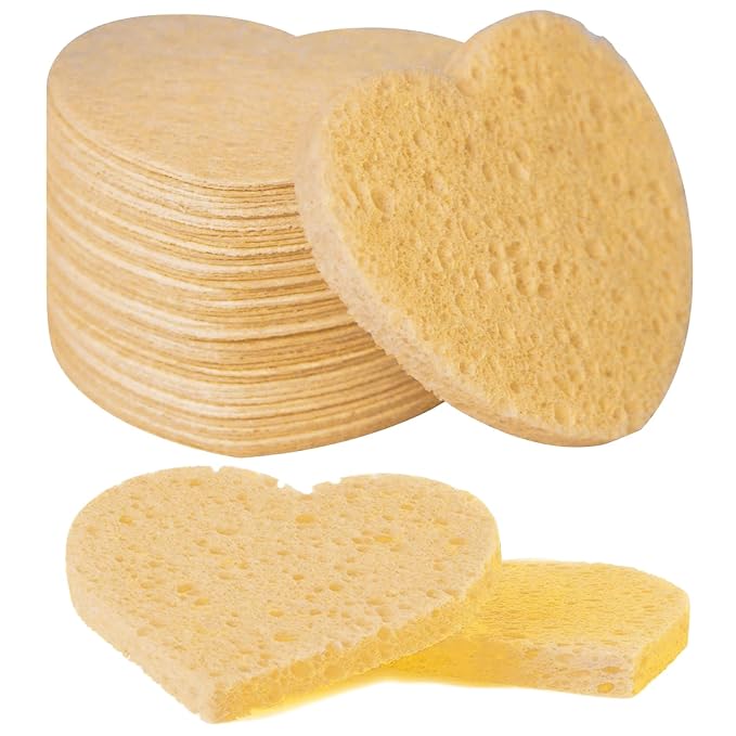 50-Count Facial Sponges Compressed, 100% Natural Cellulose Face Sponge by Mainlyrunmakeupsuppliers