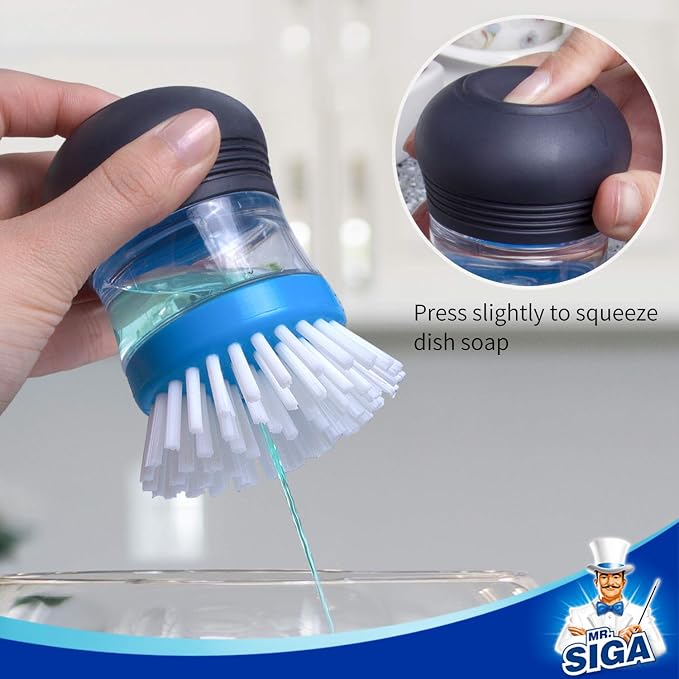 MR.SIGA Soap Dispensing Palm Brush Storage Set, Kitchen Brush - Image 4
