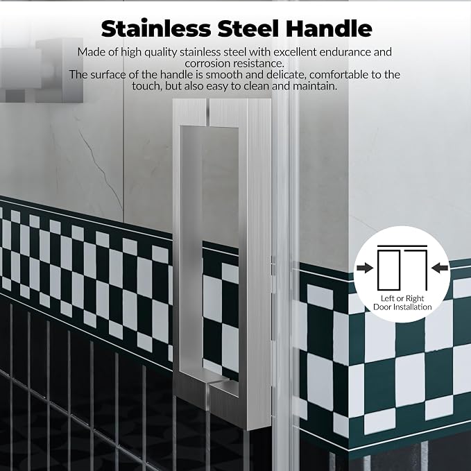 Frameless Shower Door, Adjustable 56"-60" Width x 76" Height, 6mm Clear - Image 6
