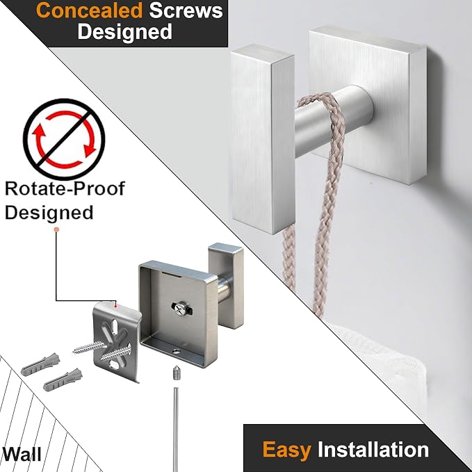 Towel Hooks for Bathrooms, Brushed Nickel Towel Hook for Kitchen Bathroom - Image 5