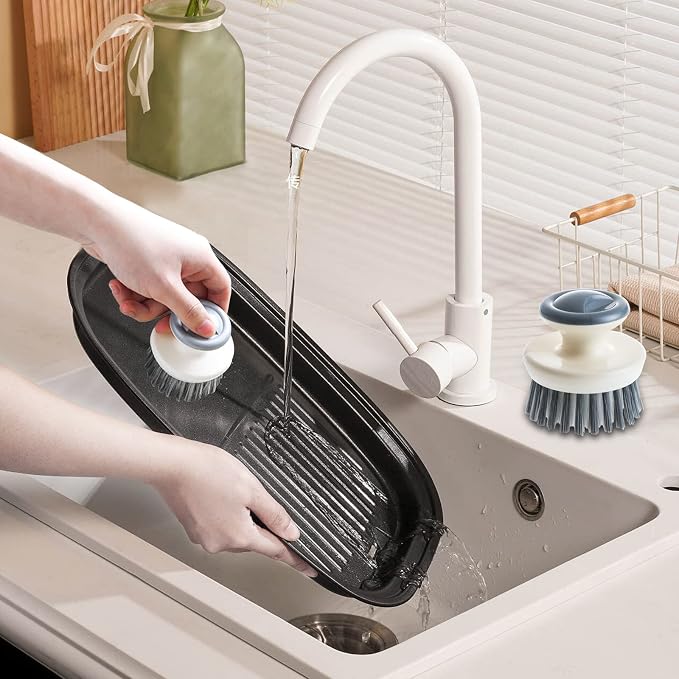 Dish Scrub Brush, Ergonomic Grip Palm Brush, Kitchen Scrub Brushes - Image 2