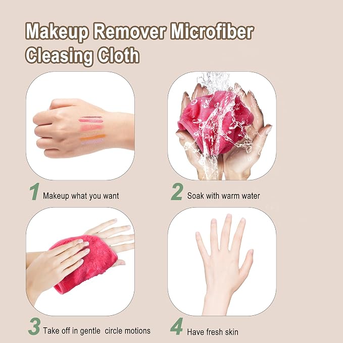 KODAMO Makeup Remover Cloth, Reusable Makeup Remover Pads Washable Travel Bag - Image 6