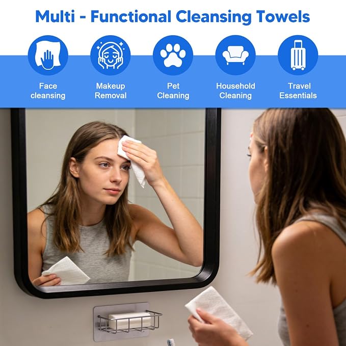 Disposable Face Towels, Lint-Free Makeup Remover Cloth in Paper Box - Image 3