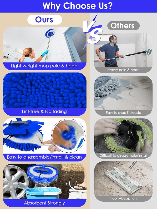 2 in 1 Lightweight Wall Cleaner Mop - Image 4
