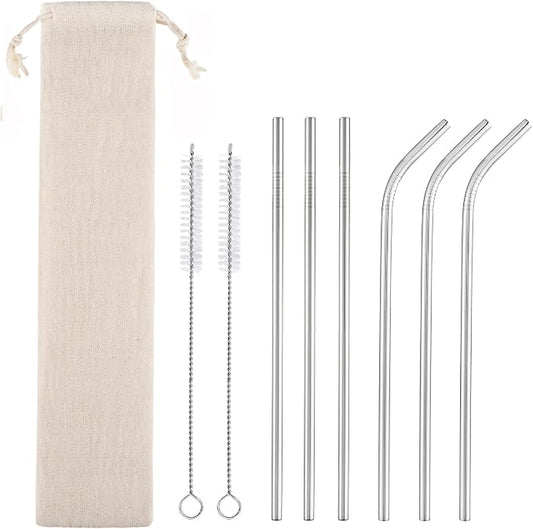 dcieiosul Set of 6 Reusable Metal Straws, 8.5'' Long Stainless Steel Straw by CAMDEA