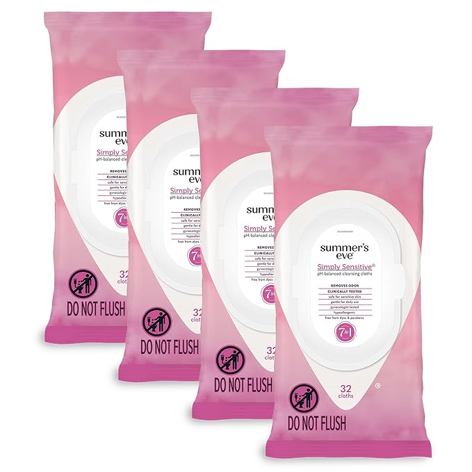 Summer's Eve Simply Sensitive Feminine Wipes, Gentle pH-Balanced Micellar Water by SummersEve
