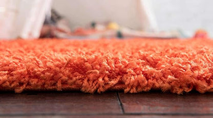 Unique Loom Solid Shag Collection Area Rug (8' Round, Tiger Orange)