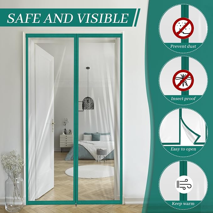 Amylove Zipper 48 x 87 Inch Dust Barrier Kit Green Edged Temporary Construction - Image 5