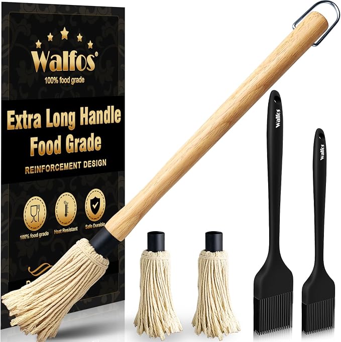 Walfos Basting Brush Silicone and BBQ Mop, Grill Basting Mop by Walfos