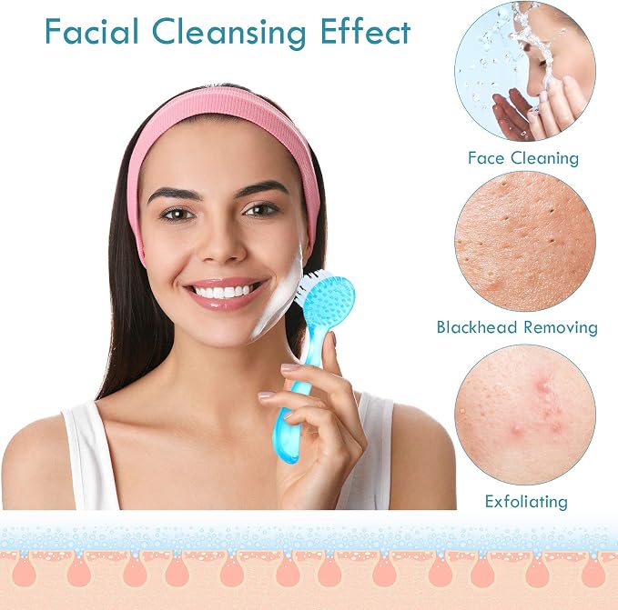 3 Pieces Facial Cleansing Brush Acrylic Handle Face Scrubbers Soft Bristle - Image 3