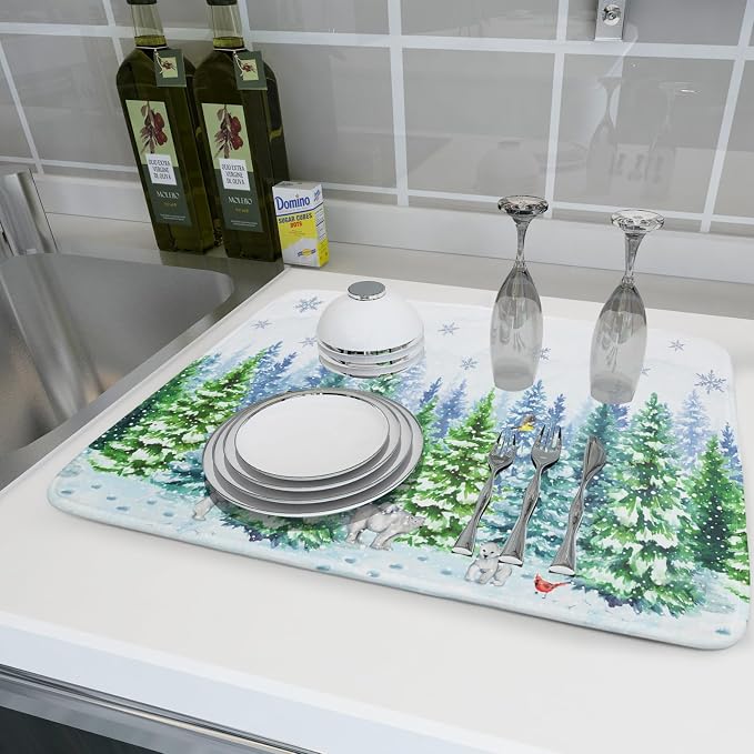 Winter Bear Bird Dish Drying Mat - Image 6