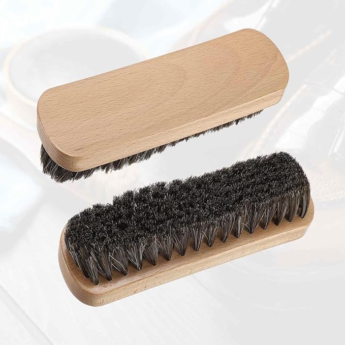 HARFINGTON Shoe Cleaning Brush 7"x2" Beech Wood Horsehair Boot Polish Brushes - Image 3
