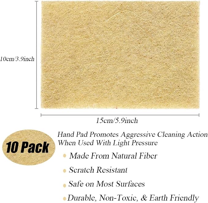 Natural Scouring Pads 10 Pack- Dish Scrubber Non-Scratch Sisal Cleaning Scrub - Image 2