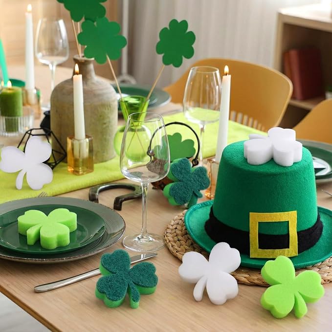 Tioncy 12 Pack St. Patrick's Day Kitchen Sponges Bulk Dual Sided Scrubber - Image 4