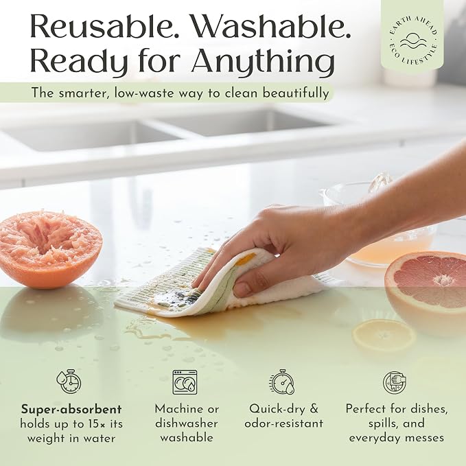 Swedish Dishcloths – Classic Botanical Floral Designs – Reusable Compostable - Image 6