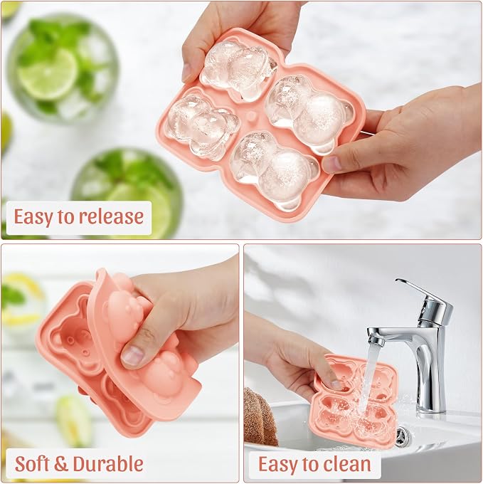 Silicone Ice Cube Tray, Bear 3D Large Ice Cube Molds - Image 4