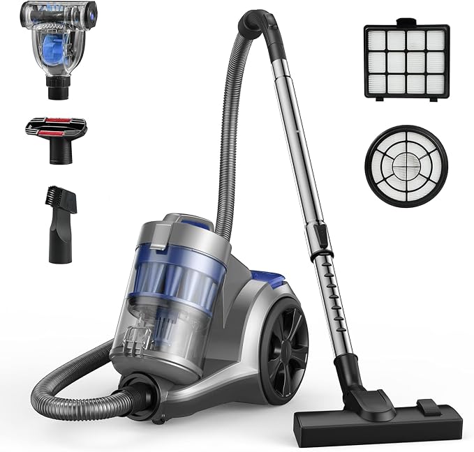 1700W Canister Vacuum Cleaner, 32Kpa Bagless Vacuum Cleaner, 2 Anti-Allergen by aspiron