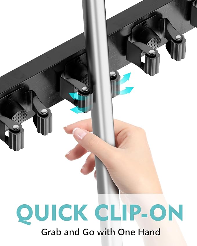 Mop and Broom Holder Wall Mount, No Drill Over the Door Broom and Mop Holder - Image 4