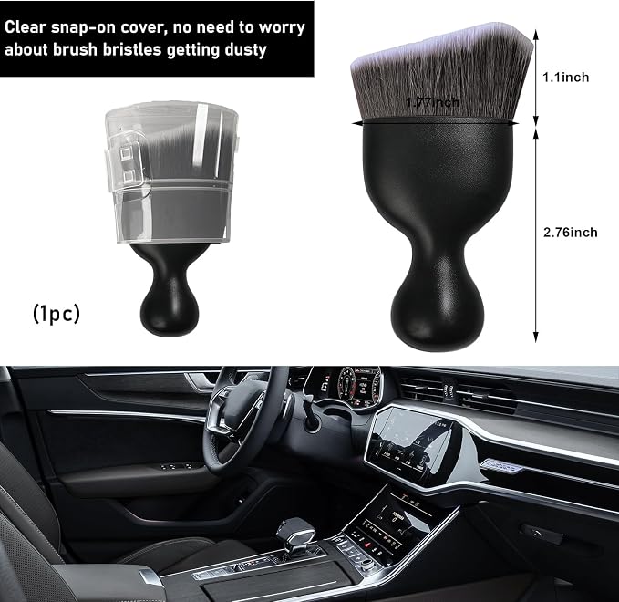 Ziciner Car Detailing Brush, Curved Soft Bristles Auto Removal Dust Collectors - Image 2