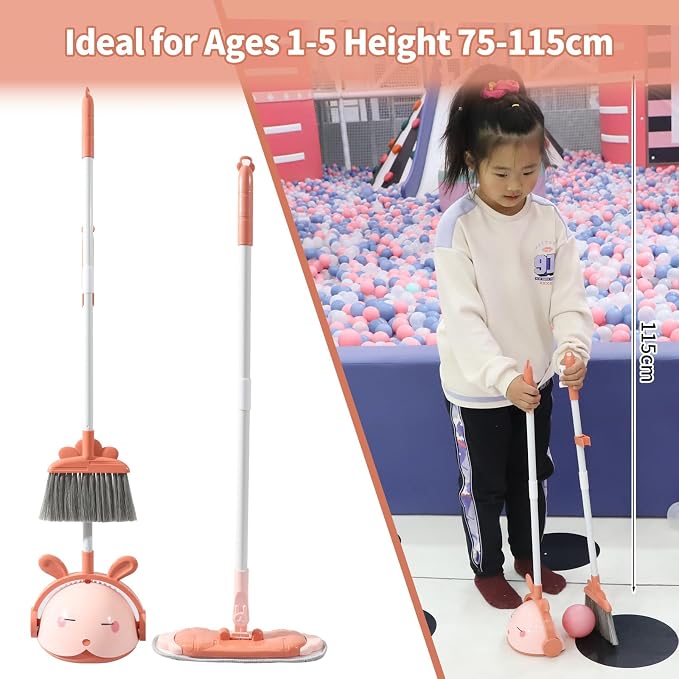 Kids Cleaning Toy Set, Mini Child Broom, Mop and Dustpan, Little Housekeeping - Image 7