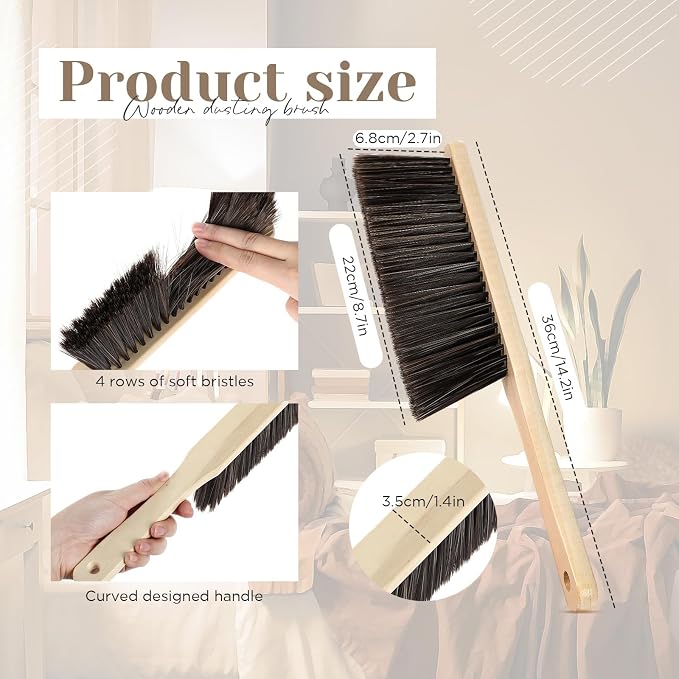 Tioncy 8 Pieces Wooden Dust Brush Bulk Hand Broom Bench Soft Bristle Cleaning - Image 2