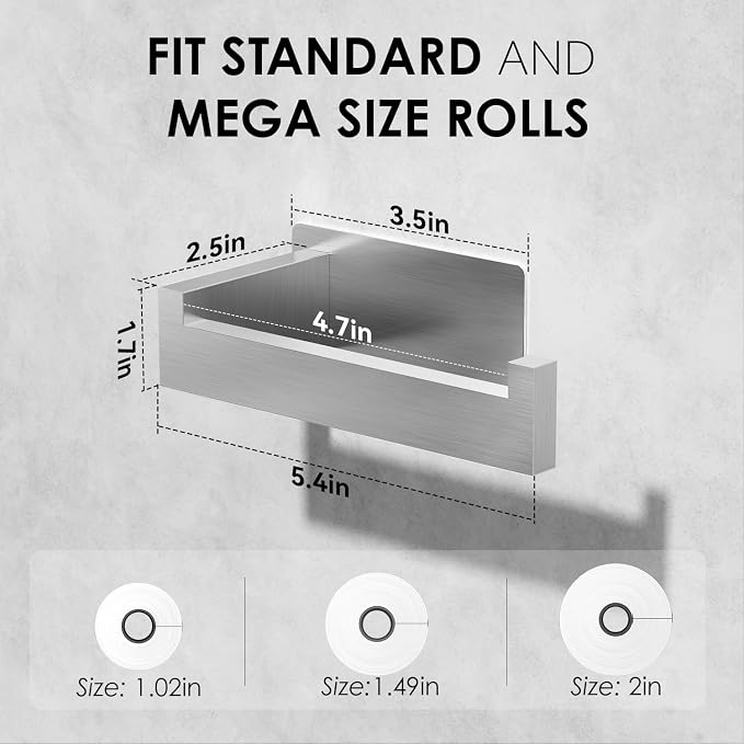 Auxmir Toilet Paper Holder Self Adhesive, Premium Thicken SUS304 Stainless - Image 2