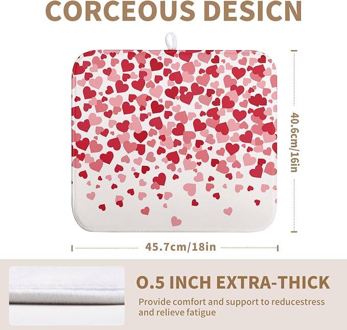 Valentines Dish Drying Mat Pink Red Love Hearts Valentine Drying Mats - Image 2