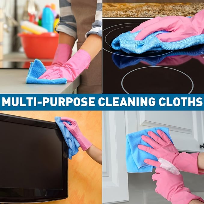 Blue Microfiber Towels Bulk-400 Pack, Cleaning Cloths Bulk, Microfiber Towels - Image 5