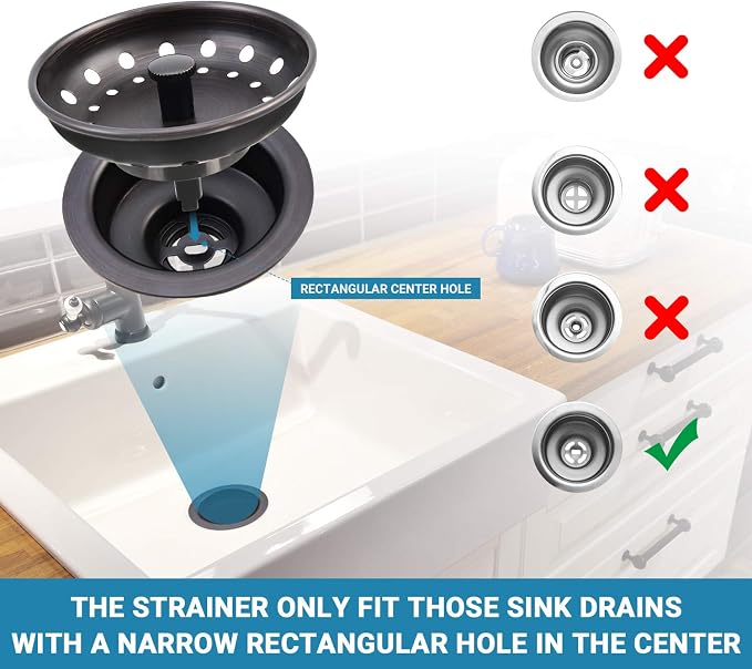 KONE Kitchen Sink Stopper and Strainer 2 Pack Oil Rubbed Bronze Sink Basket - Image 2