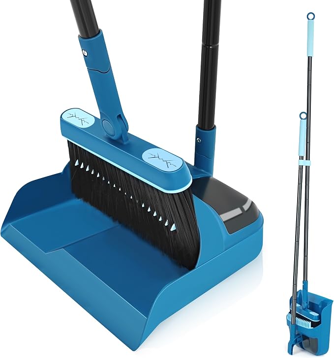 JEHONN Dustpan and Brush Set, 54 inches Long Handle Swivel Broom, Upright by JEHONN