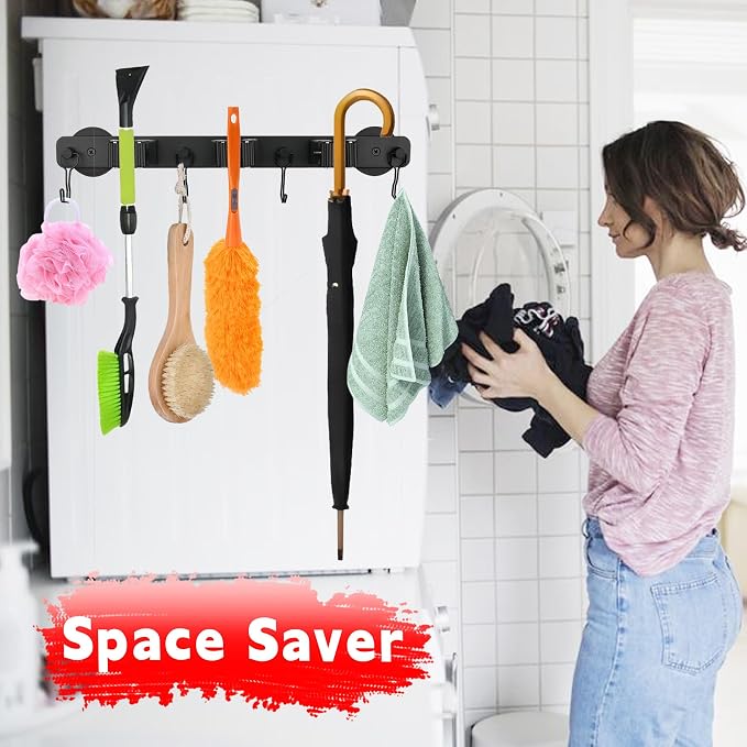 Magnetic Mop Broom Holder, Heavy Duty Movable Magnetic Wall Mount Tool Racks - Image 5
