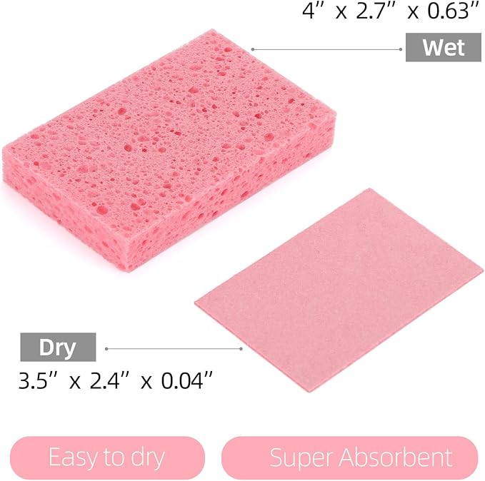 48Pcs Kitchen Sponges- Compressed Cellulose Sponges Natural Dish Sponge - Image 3