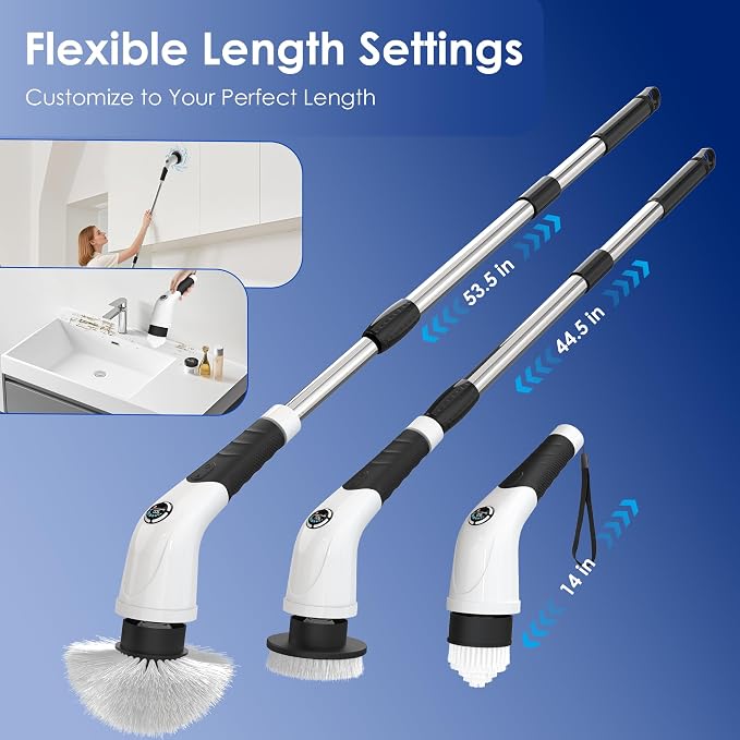 Cordless Electric Spin Scrubber, IPX7 Waterproof Rechargeable Power Cleaning - Image 6