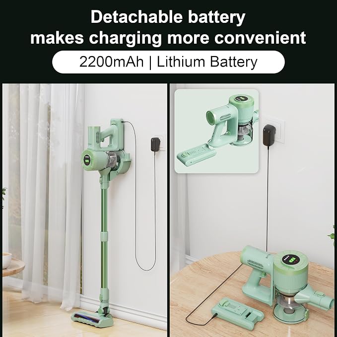 Cordless Vacuum Cleaner, Handheld Stick2200mAh Rechargeable Battery 30KPa - Image 6