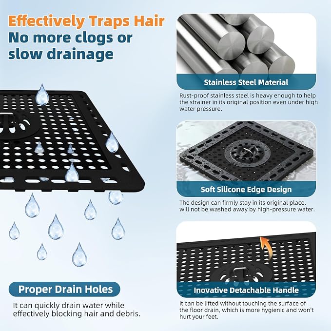 Hibbent Upgraded Shower Drain Hair Catcher, Shower Drain Cover - Image 2