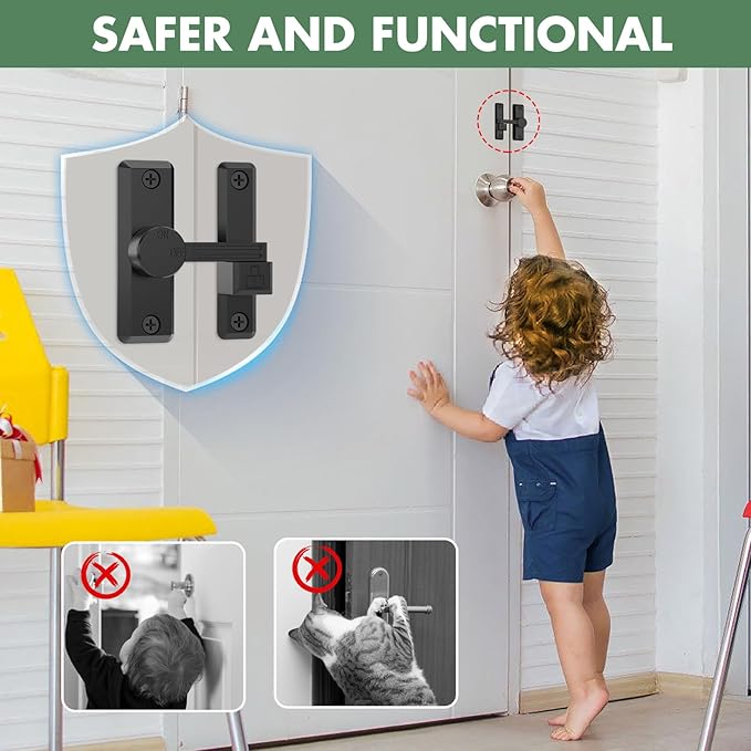 Barn Door Lock Latch, 90/180 Degree Flip Sliding Door Latch - Image 6