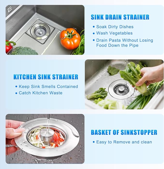3 in 1 Kitchen Sink Drain Strainer, Universal Pop Up Stopper - Image 6